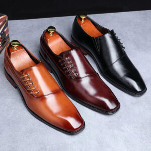 Square Toe Lace-Up Oxfords: Men's Business Dress Shoes